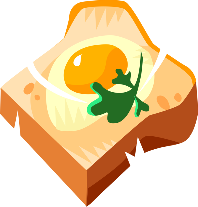 Vector Illustration of Breakfast Fried Egg with Toast