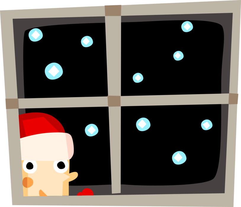 Vector Illustration of Santa Claus at the Window
