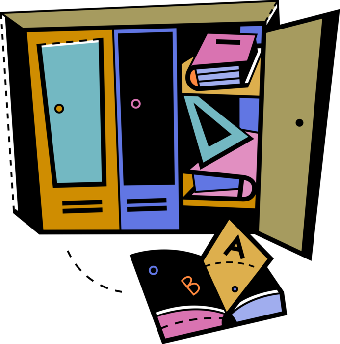 Vector Illustration of School Lockers Store Student's Books for Classroom Studies