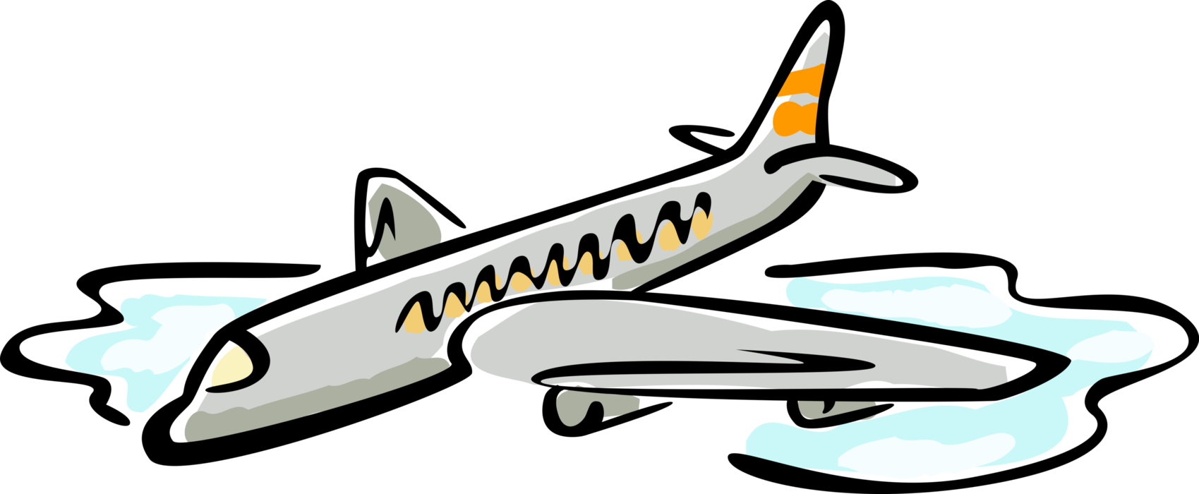 Vector Illustration of Commercial Airline Passenger Jet Airplane Aircraft in Flight