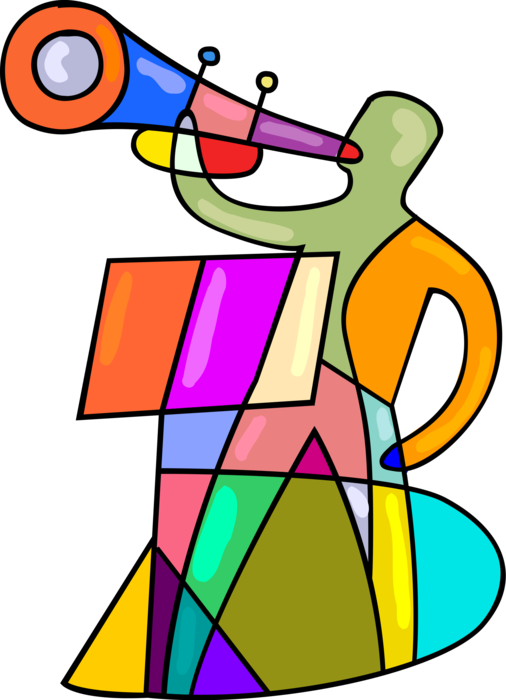 Vector Illustration of Musician Plays Trumpet Brass Musical Instrument