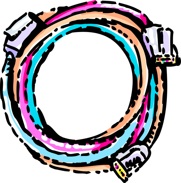 Vector Illustration of Alphabet Written Symbol Vowel Letter O with Computer Network Communications Cables