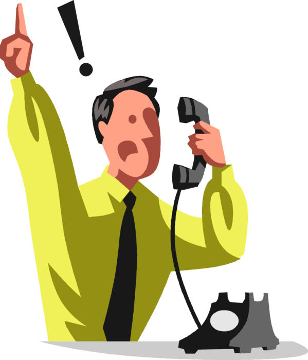 Vector Illustration of Businessman Receives Confirmation of Good News in Telephone Conversation at Work