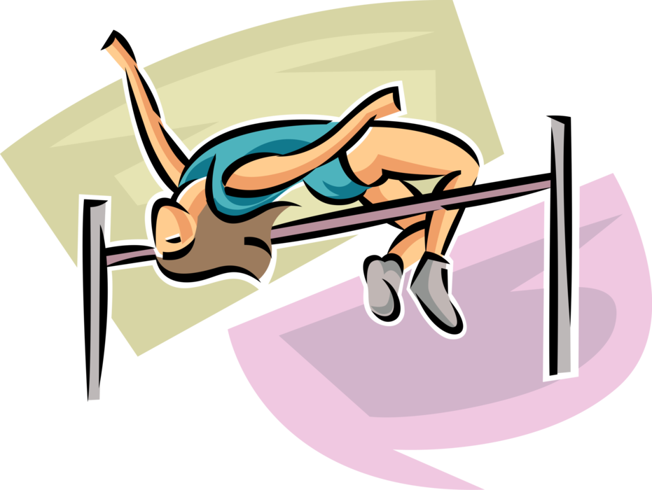 Vector Illustration of Track and Field Athletic Sport Contest High Jumper Clears Bar in Competition