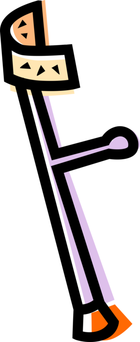 Vector Illustration of Elbow Open Cuff Crutch Mobility Aid for Disabled People Needing Balance or Stability