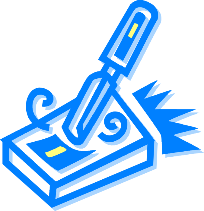 Vector Illustration of Engraving Chisel and Block of Wood