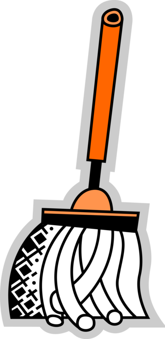 Vector Illustration of Cleaning Mop Cleans Floors