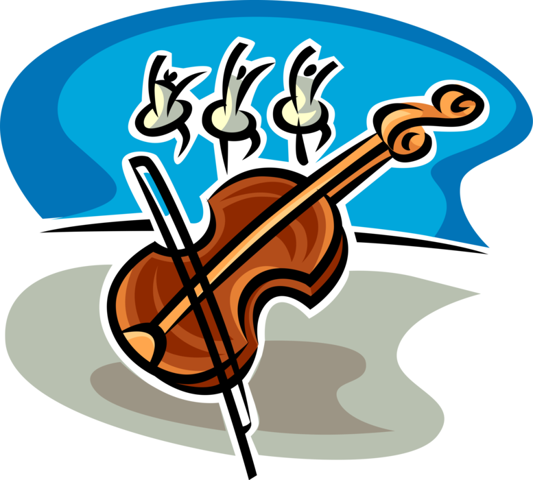 Vector Illustration of Fiddle Violin Stringed Musical Instrument