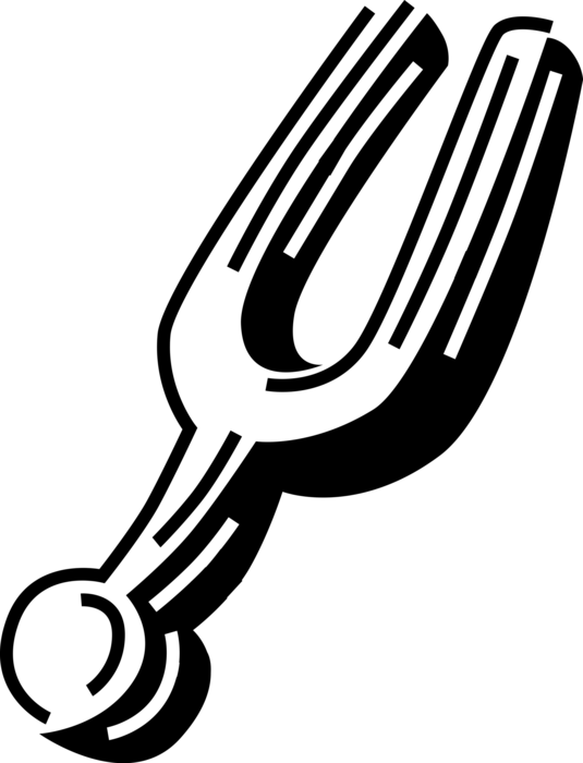 Vector Illustration of Two-Pronged Tuning Fork Acoustic Resonator used to Tune Musical Instruments