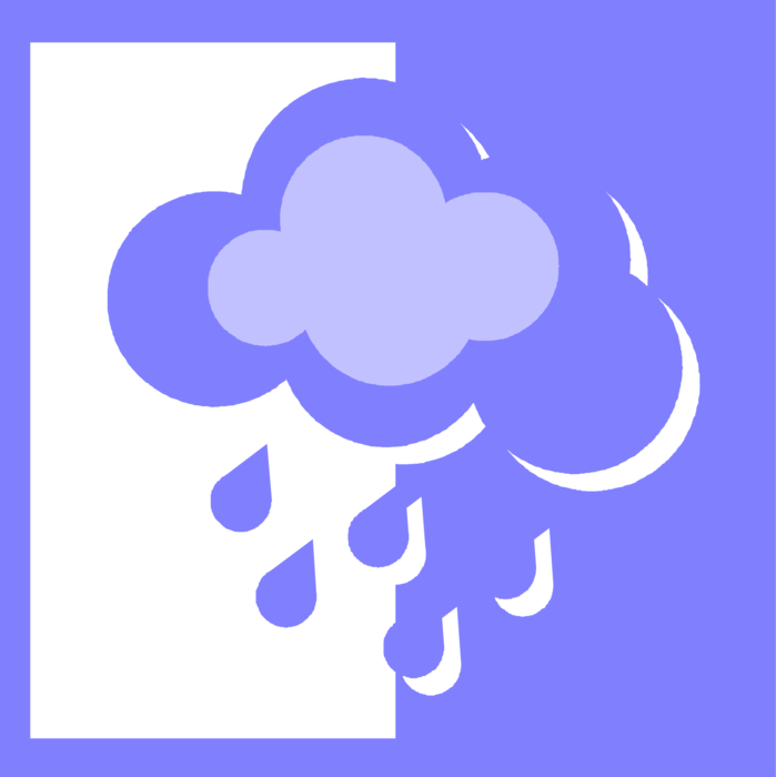 Vector Illustration of Weather Forecast Clouds with Rain
