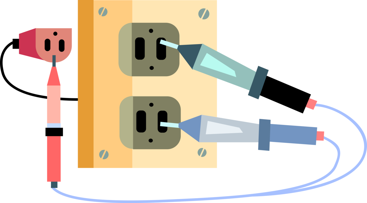 Vector Illustration of Voltage Test Meter Determines Presence of Absence of Electric Alternating Current AC