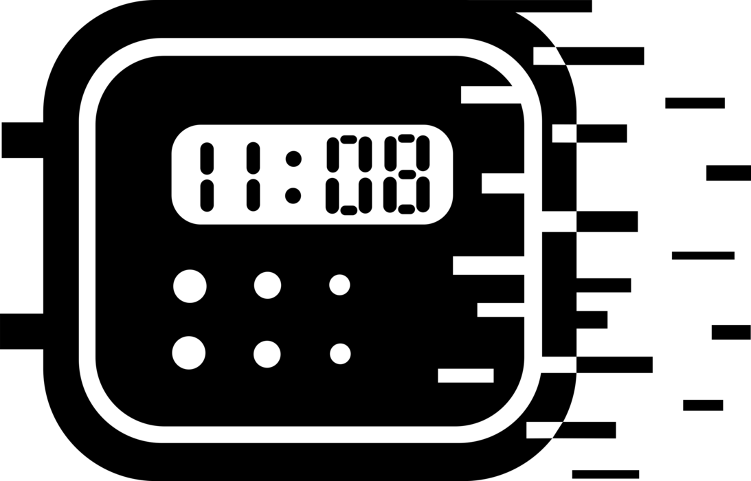 Vector Illustration of Stopwatch Handheld Digital Timepiece Measures Elapsed Time