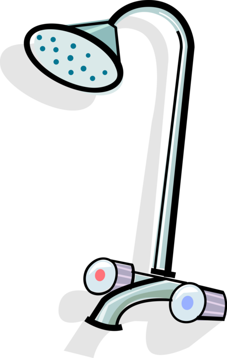 Vector Illustration of Bathroom Shower Showerhead Spray Nozzle