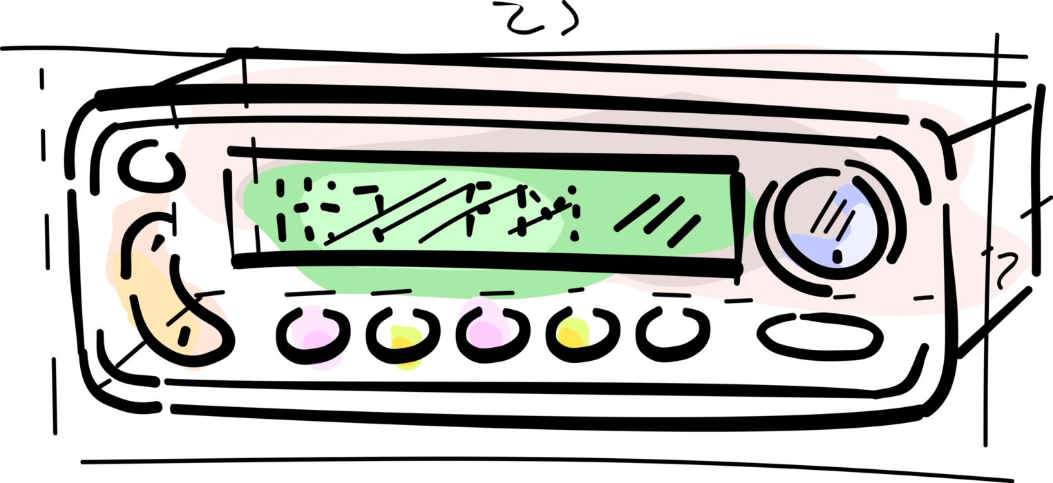 Vector Illustration of Automobile Motor Car Stereo Radio