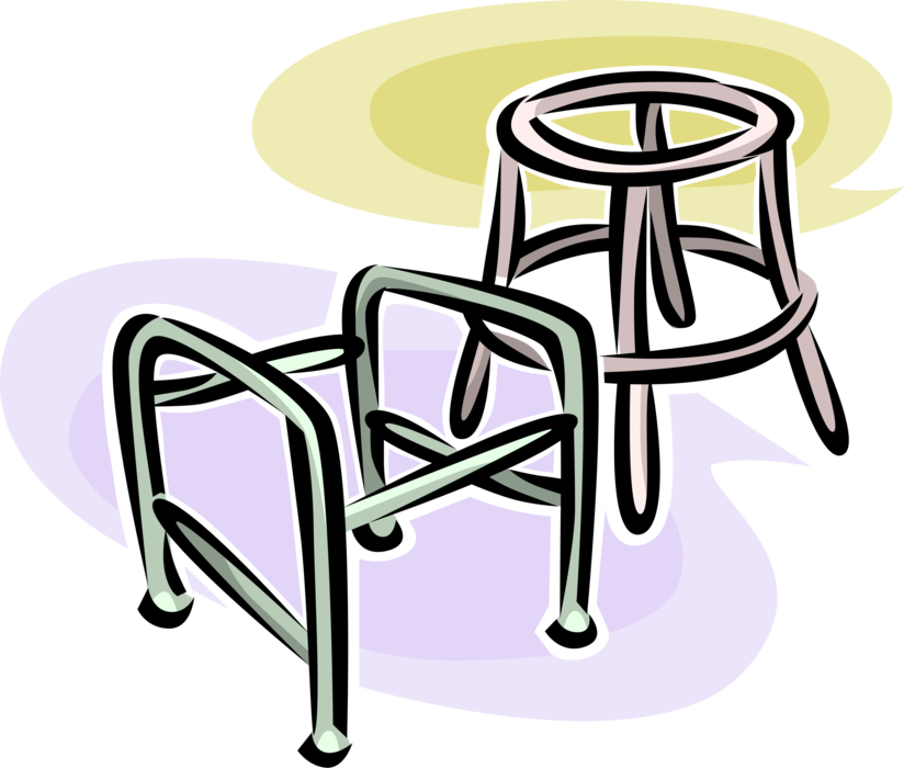 Vector Illustration of Walker or Walking Frame for Disabled or Elderly People Needing Balance or Stability