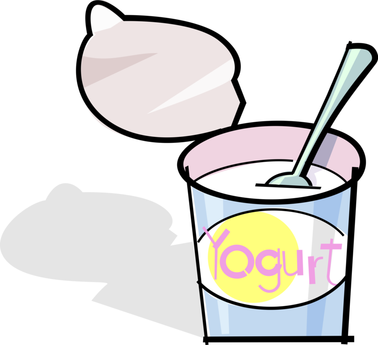 Vector Illustration of Yogurt Food Produced by Bacterial Fermentation of Milk
