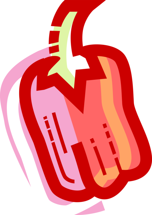 Vector Illustration of Green or Red Pepper Capsicum Bell Pepper