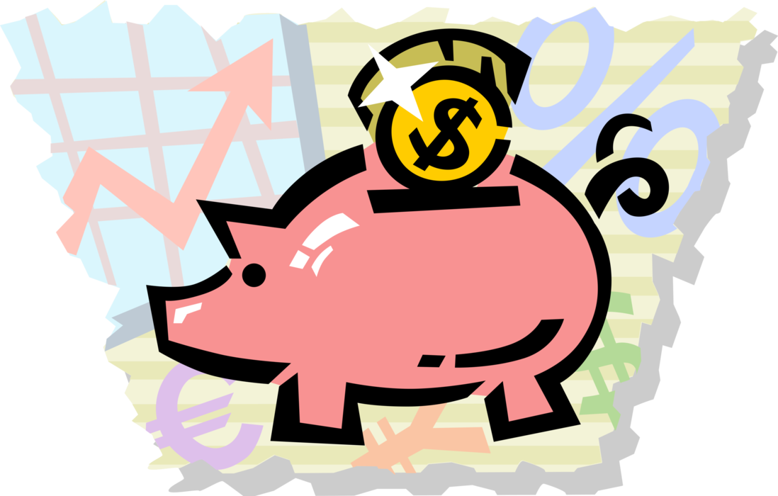 Vector Illustration of Piggy Bank Money Coin Container used by Children Teaches Thrift and Savings