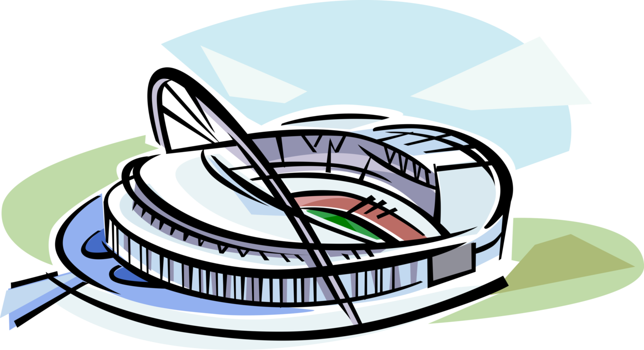 Vector Illustration of Wembley Football Stadium, Wembley, London, England