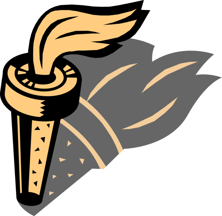 Vector Illustration of Torch Flame Symbol of Olympic Games Commemorates Theft of Fire from Greek God Zeus