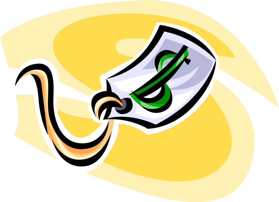 Vector Illustration of Retail Sales Tag with Cash Money Dollar Sign