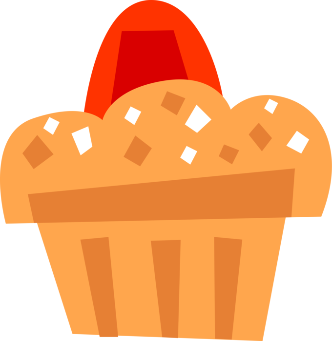 Vector Illustration of Baked Quick Bread Muffin Eaten as Breakfast Food