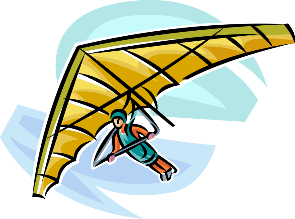 Vector Illustration of Recreational Air Sport Hang Glider Hang Gliding