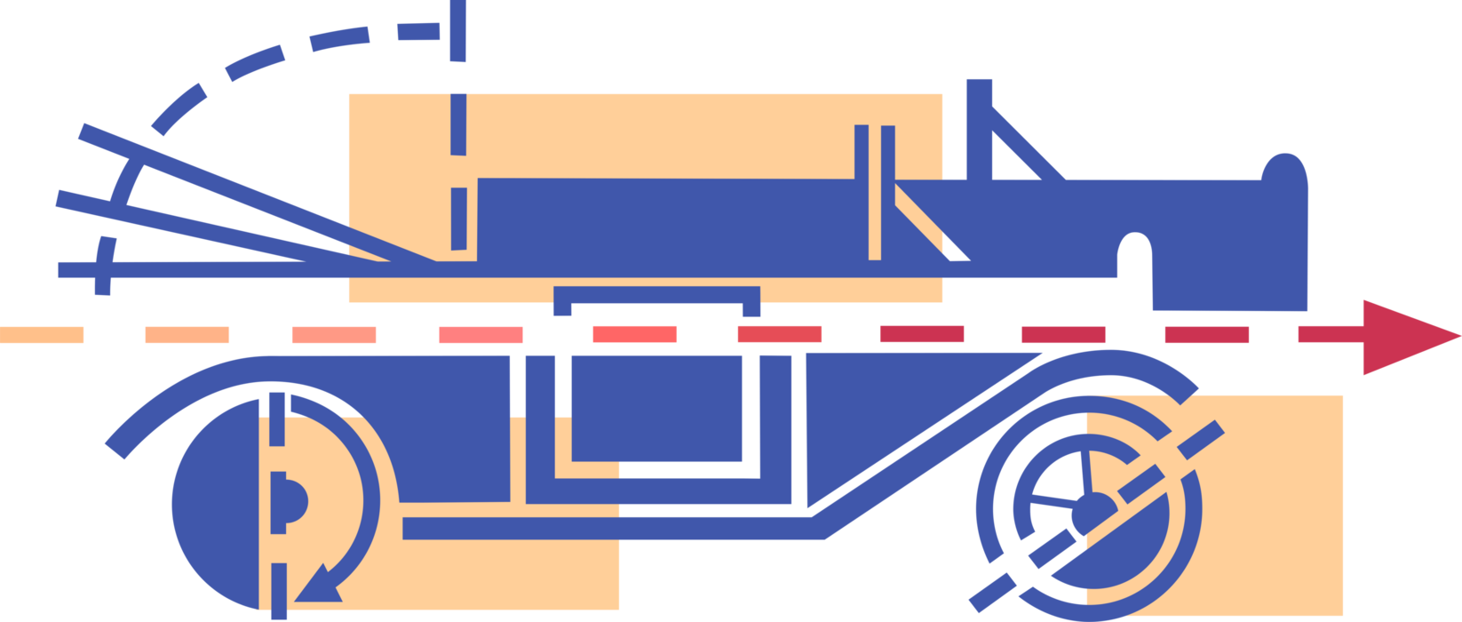 Vector Illustration of Antique Vintage Automobile Motor Vehicle Car in Motion