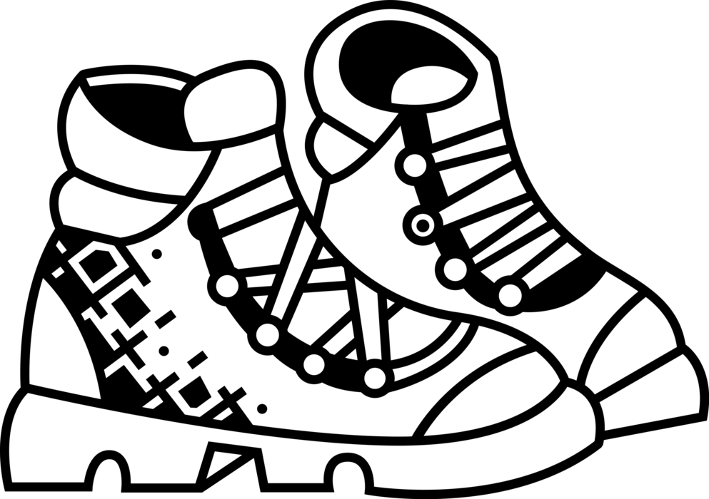Vector Illustration of Outdoor Hiking Boots Footwear
