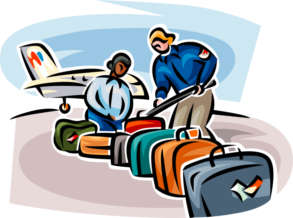 Vector Illustration of Airport Terminal Security Checks Passenger Baggage Suitcases for Restricted and Prohibited Items
