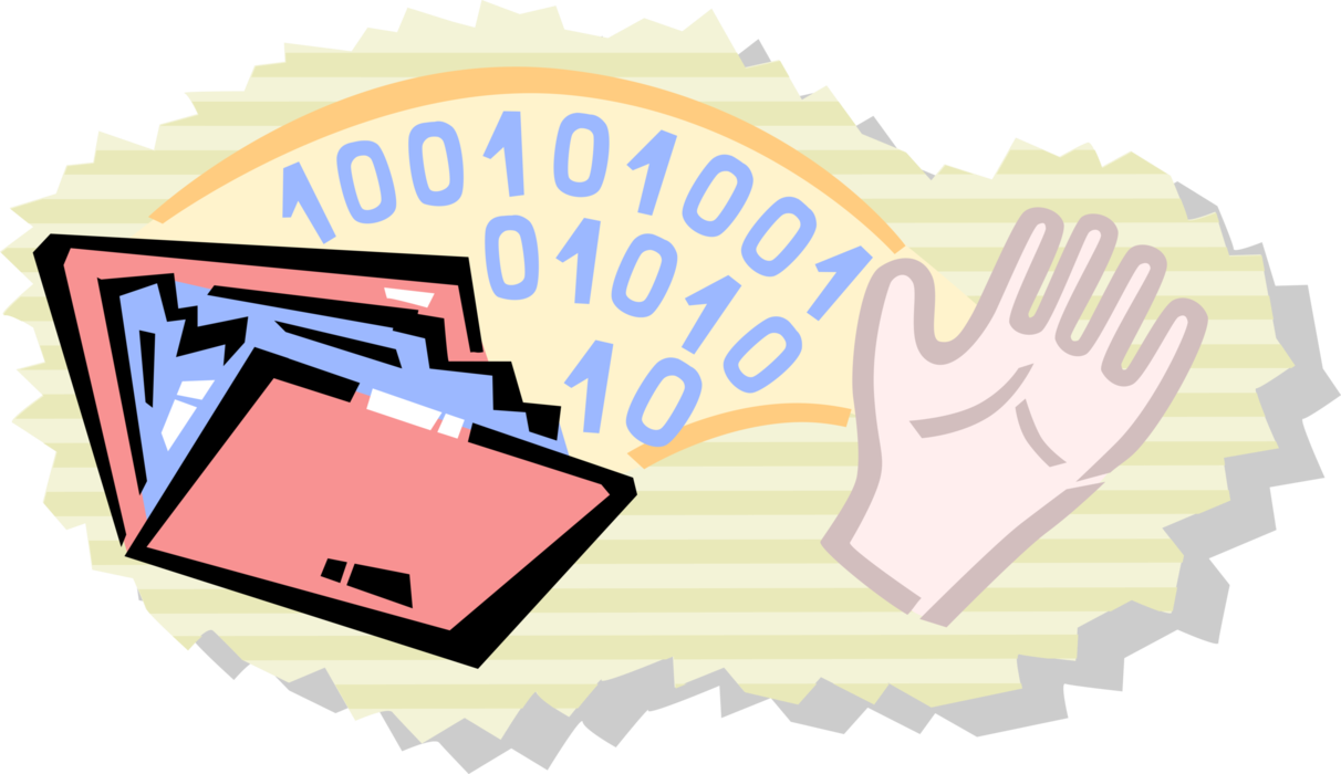 Vector Illustration of Digital File Folder Holds Binary Code Computer Data Files