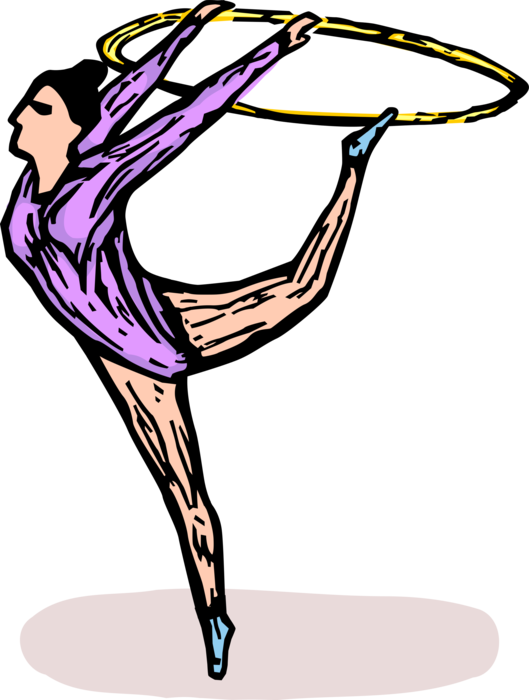 Vector Illustration of Gymnast Performs Floor Routine in Gymnastics Competition Gym Meet