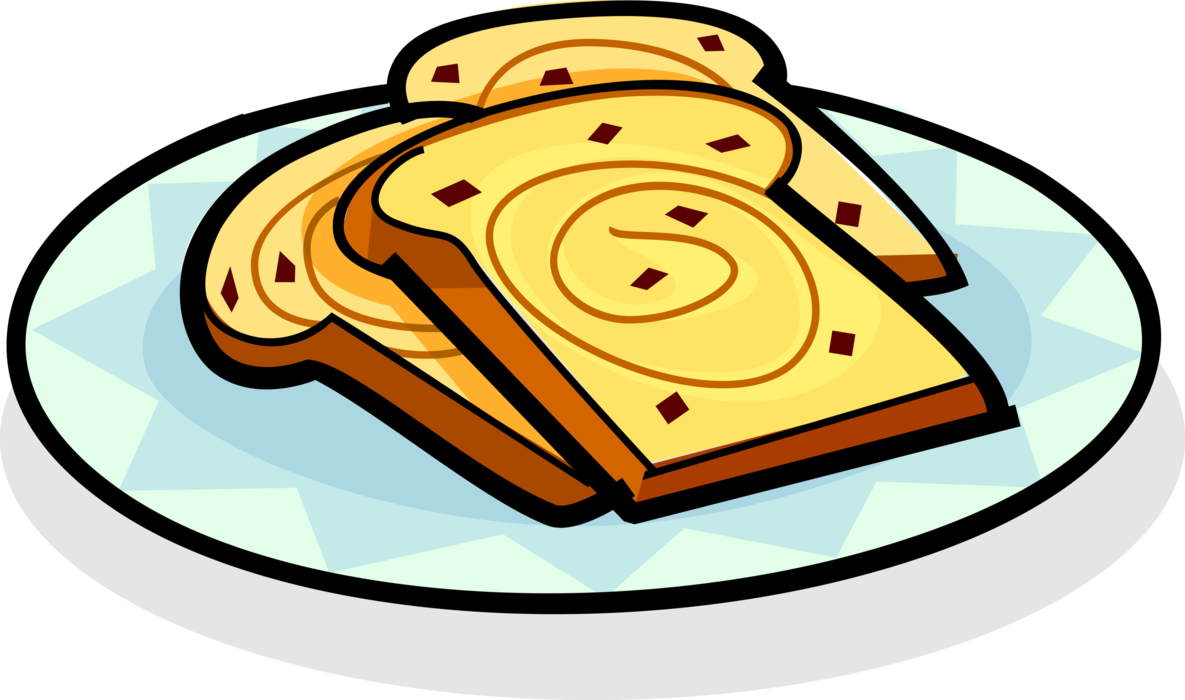 Vector Illustration of Slices of Raisin Bread Toast on Plate