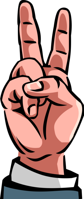 Vector Illustration of Nonverbal Communication Hand Gesture Offers Peace Sign with Two-Fingers
