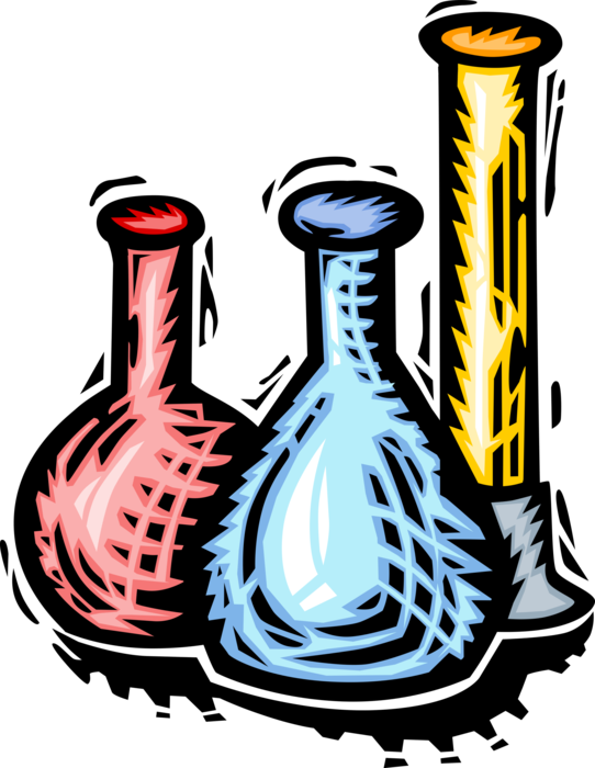 Vector Illustration of Laboratory Science Glassware Test Tubes, Beakers and Flasks