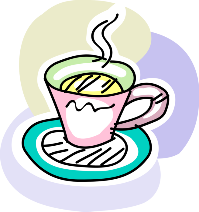 Vector Illustration of Cup of Hot Freshly Brewed Coffee Beverage Drink