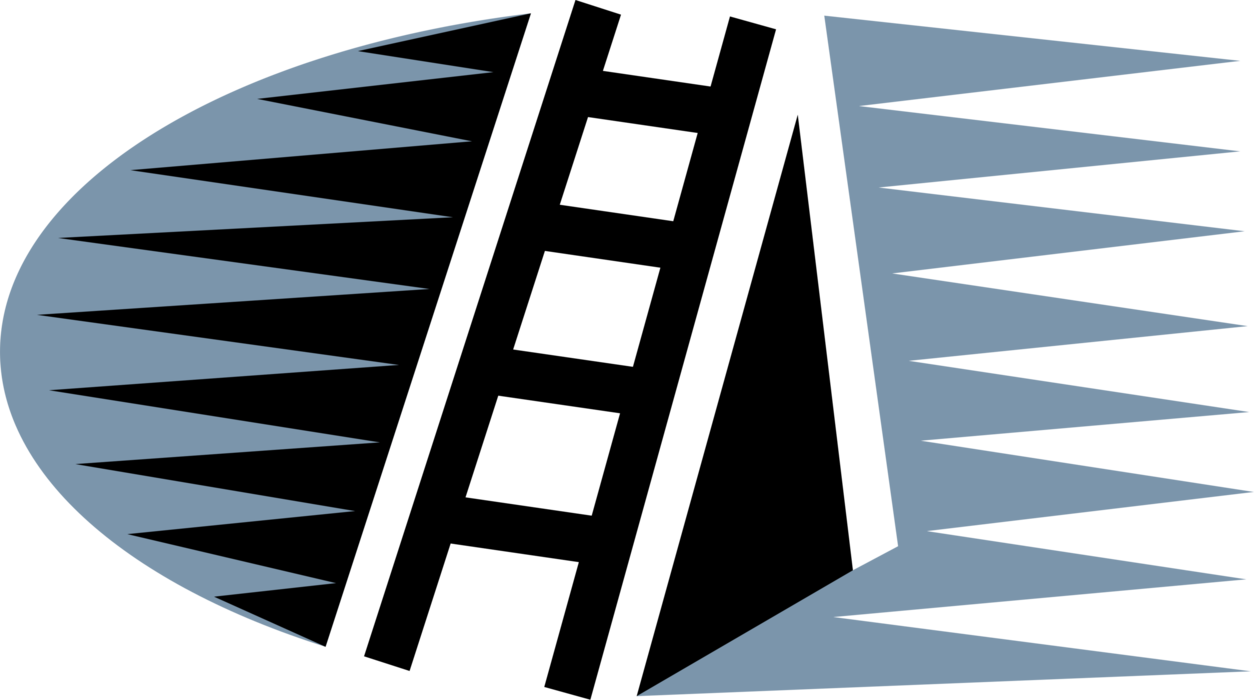 Vector Illustration of Portable Rigid Step Ladder or Stepladder with Stringer or Rail Steps