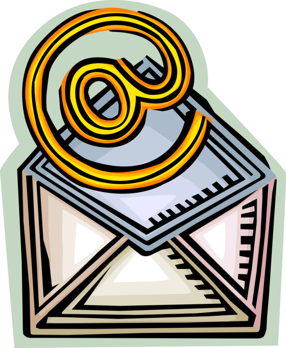 Vector Illustration of Internet Electronic Mail Email Correspondence @ Symbol Exchanges Digital Messages