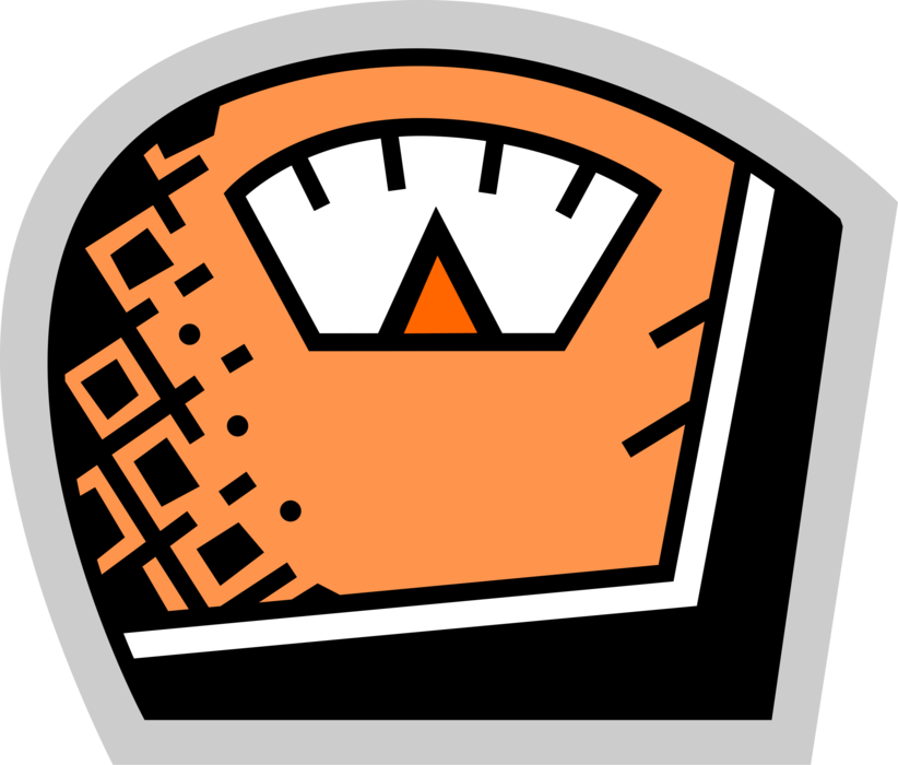 Vector Illustration of Bathroom Weigh Scale Force-Measuring Device for Weight Measurement