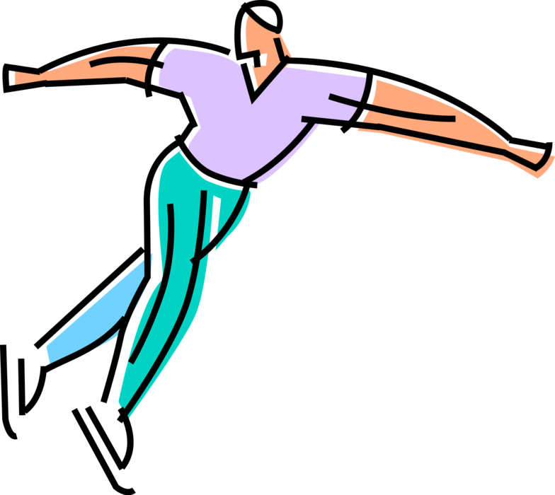 Vector Illustration of Figure Skater Performs Routine Skating on Ice in Competition