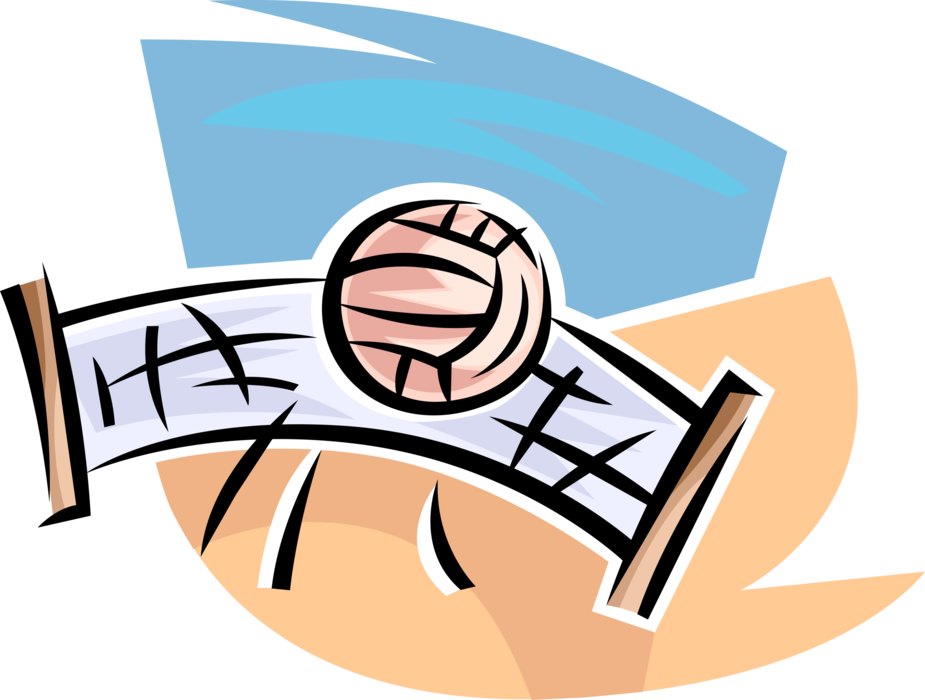 Vector Illustration of Sport of Beach Volleyball Net and Ball