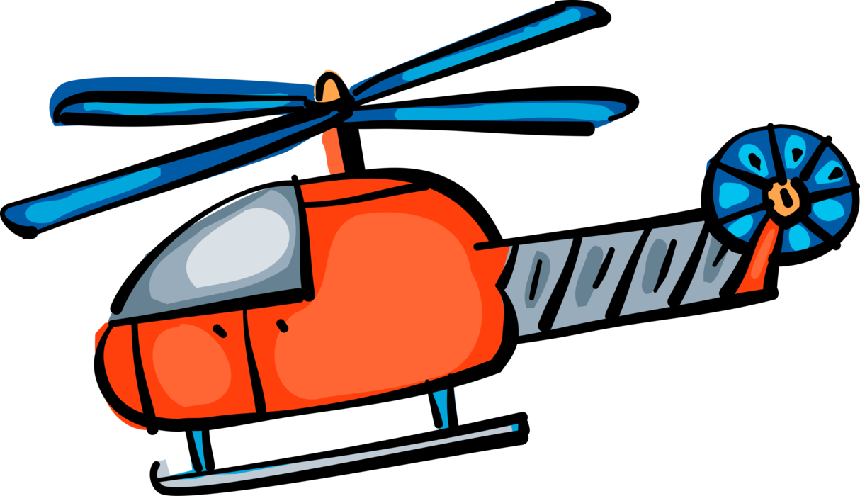 Vector Illustration of Helicopter Rotorcraft Applies Lift and Thrust Supplied by Rotors