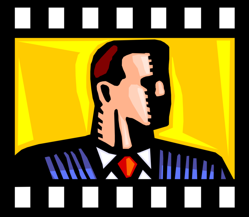 Vector Illustration of Businessman Captured on Filmstrip 35mm Photography Film Acetate