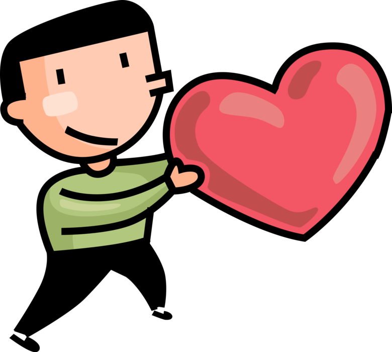 Vector Illustration of Romantic Lover in Relationship Offers Valentine's Day Heart Professes Undying Love