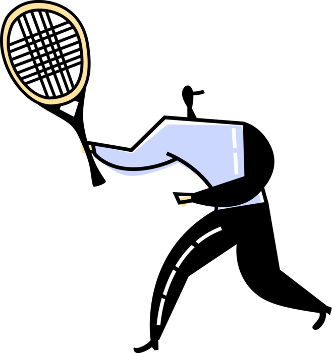 Vector Illustration of Tennis Player Returns Ball with Racket or Racquet During Tennis Match
