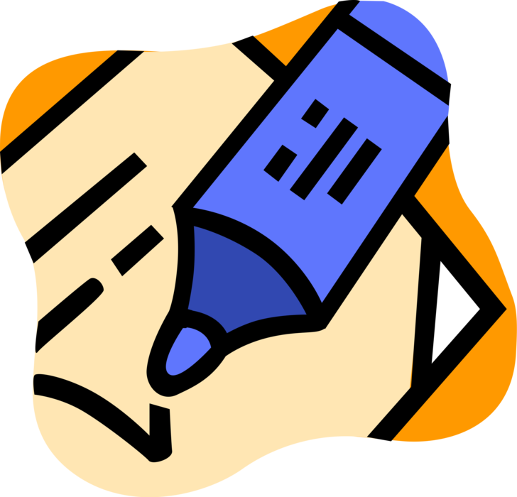 Vector Illustration of Permanent Marker Pen Writing Instrument Writes on Paper