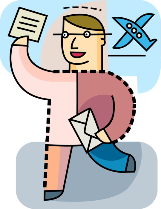 Vector Illustration of Tourist Traveler Receives Airline Air Travel Tickets for Holiday Vacation