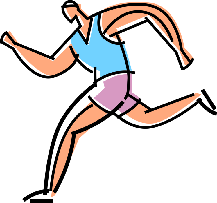 Vector Illustration of Sports Athlete Runner Running in Competitive Marathon Race