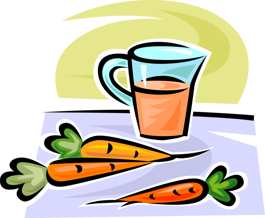 Vector Illustration of Garden Vegetable Carrots and Carrot Juice Health Drink