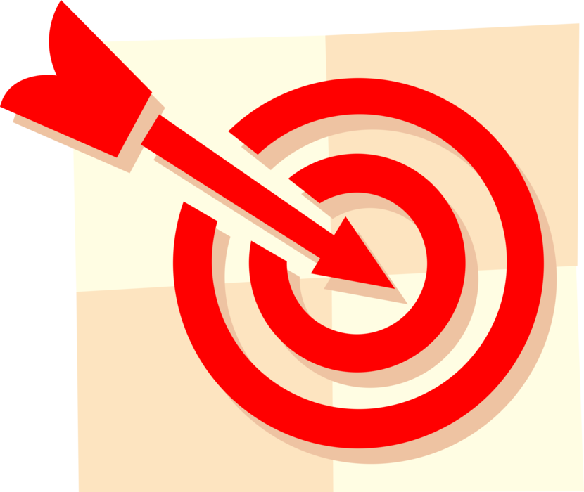 Vector Illustration of Archery Marksmanship Arrow and Bullseye or Bull's-Eye Target